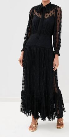 Ulla Johnson Carla Lace Long Sleeve Midi Dress In Noir