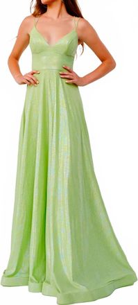 Jovani Double Strap Tie Back Dress In Light Green