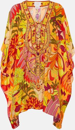 Camilla Embellished floral silk beach dress