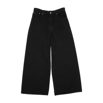 Maison Margiela Jeans, Dames, Zwart, W26, Katoen, Wide Leg Jeans met Tailleband