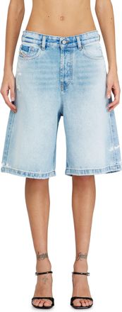Diesel Shorts in destroyed denim - Shorts - Woman - Blue