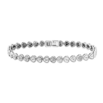 The Diamond Store Heart Tennis Bracelet Lab Diamond 0.15ct in 925 Silver