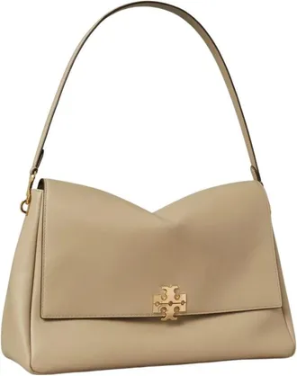 Tory Burch Tassen, Dames, Grijs, ONE Size, Leer, Charlie Large Shoulder Bag