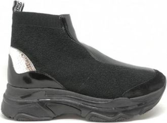 Twinset Elastische Sneaker Sokken met Rubberen Zool - Dames - Veterlaarzen - Zwart - 40 EU - Su&egrave;de - Schoenen