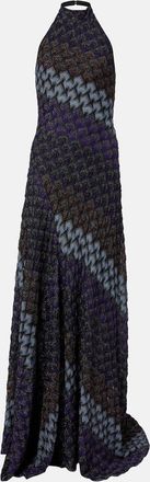 Missoni Halterneck knitted lam&eacute; gown