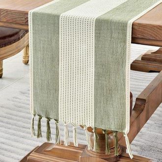 OEM Camino De Mesa, Mantel, Camino De Mesa, Manteles, Camino De Mesa De Lino Y Algod&oacute;n, Mantel Para Fiestas, Decoraci&oacute;n De Mesa, Verde, 33330cm