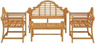 vidaXL 4 Piece Garden Lounge Set Solid Wood Teak Vidaxl
