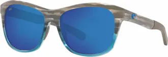 Costa Womens Vela Oval Sunglasses In Ocearch Shiny Coastal Fade/blue Mirror