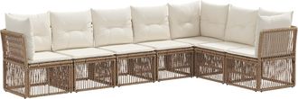 vidaXL Conjunto De Sof&aacute;s De Jard&iacute;n 7 Uds. Beige Rat&aacute;n Sint&eacute;tico Vidaxl