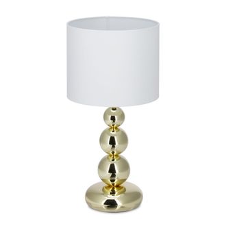 Relaxdays L&aacute;mpara De Mesa Elegante, Metal Y Tela, Blanco Y Dorado, 50 X 25 Cm - Relaxdays