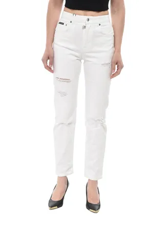 Dolce & Gabbana White Straight Mid Rise Jeans