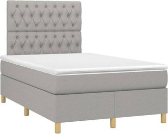 vidaXL Vidaxl - Cama Box Spring Con Colch&oacute;n Tela Y Led Gris Claro 120x200 Cm