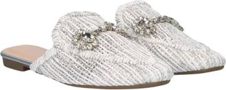 Ex&eacute; Womens Yt-4 Raffia Flat Slide In Silver