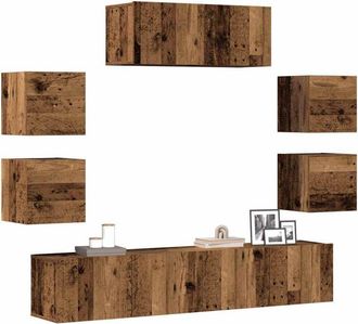 vidaXL Vidaxl - Conjunto De Mueble De Tv 7 Piezas Montado La Pared Madera Vieja