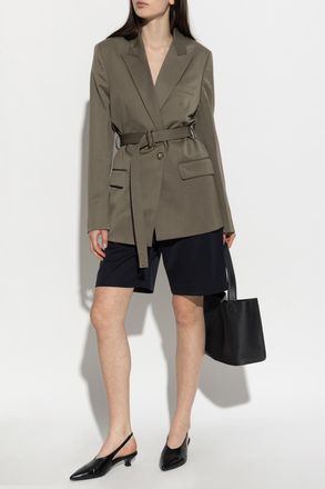 Victoria Beckham Oversize Blazer With A Belt, Womens, Green