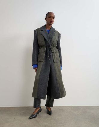 Topshop cappotto formale ibrido lungo grigio