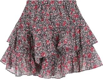 Isabel Marant Minigonna a fiori con ruches - Nero