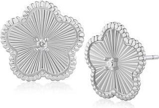 Kenneth Jay Lane CZ Clover Stud Earrings in Clear/Silver at Nordstrom Rack