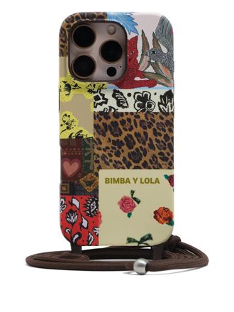 Bimba & Lola iPhone 16 patchwork phone case - women - Thermoplastic Polyurethane (TPU)/Polyester/Iron/Zinc Alloy/stainless steel - One Size - Brown