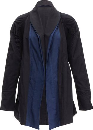 Issey Miyake cotton blend pleated shoulder D cut coat