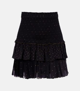 Isabel Marant Polka-dot embroidered cotton miniskirt