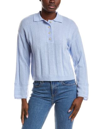 Naadam Coastal Cashmere Ribbed Polo Sweater