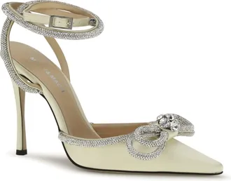 Mach & Mach Womens Satin Pumps Pastel Yellow Upper: Silk; Sole: Leather High Heel Shoes