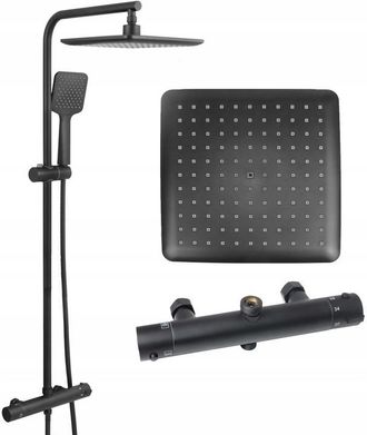 OEM Grifo De Ducha Negro Yoka Con Conjunto De Ducha De Lluvia Termost&aacute;tica
