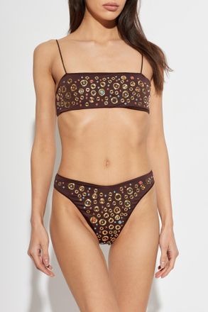 Os&eacute;ree Two-piece Swimsuit With Colorful Appliqu&eacute;s, Womens, Brown