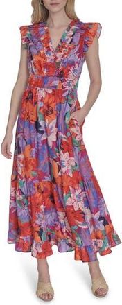 Vince Camuto Floral Print Ruffle Dress in Purple Multi at Nordstrom Rack, Size 4
