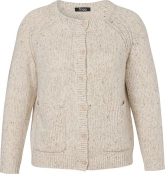 Frapp Open fijngebreide vest gestreept - Heren - Truien - Beige - Maat: L Viscose