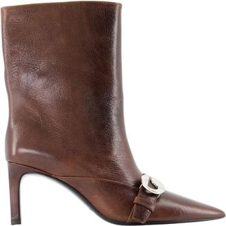 Coperni Belt Enkellaarsjes - Dames - Laarzen met Hak - Bruin - 40 EU - Leer - Schoenen