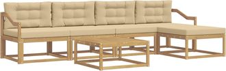 vidaXL Conjunto De Sof&aacute;s De Exterior 6 Uds. Y Beige Poli&eacute;ster Vidaxl