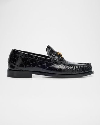 Versace Men & apos;s Croc-Effect Medusa Coin Bit Loafers
