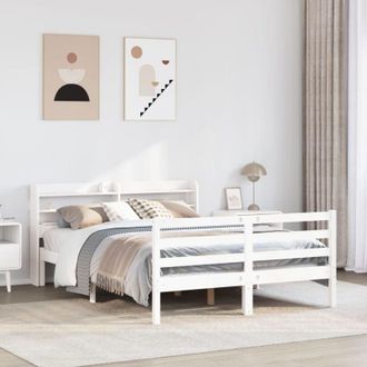 vidaXL Vidaxl - Estructura De Cama Con Cabecero Madera De Pino Blanco 150x200cm