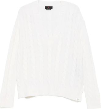 Peuterey Lapierre cable-knit v-neck sweater - White