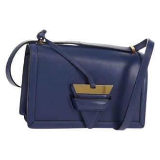 Loewe Pre-owned Cross Body Bags, female, Blue, Size: ONE SIZE Pre-owned Leather Cross Body Bag