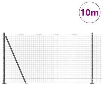 Berkfield Home Modern Euro Fence with 7 Flanged Posts 1.2x10 m Galvanised Steel in Dark Grey