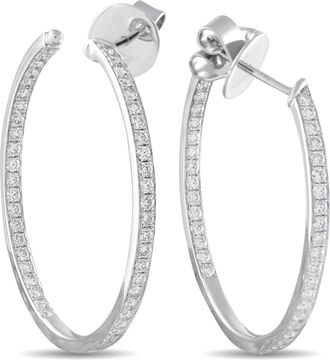 Memoire 18K White Gold 1.50ct Diamond Inside-Out Hoop Earrings MS14-050426