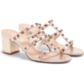 Valentino Garavani Rockstud Slide Sandal in Skin at Nordstrom, Size 10.5Us