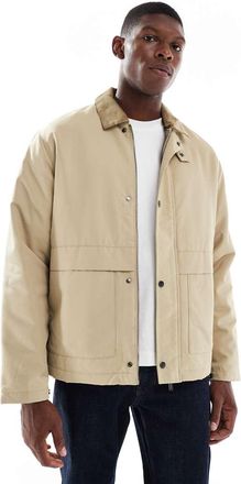 Only & Sons Giacca coach imbottita beige con colletto a coste-Neutro