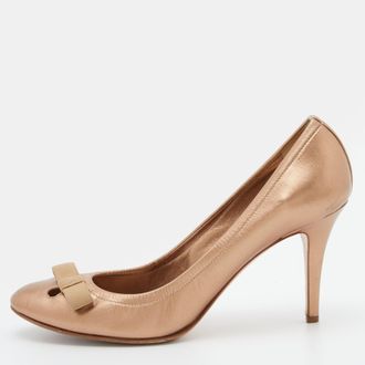 Casadei Metallic Leather Bow Pumps