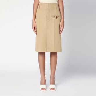 Bottega Veneta Beige cotton canvas midi skirt