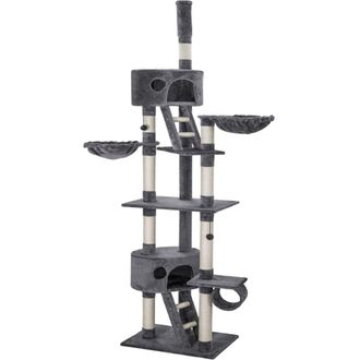 TecTake Árbol rascador para gatos, postes de sisal, antivuelco, 260 cm, gris
