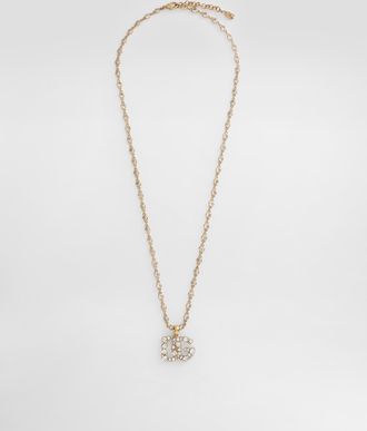 Dolce & Gabbana Necklace With Rhinestone-detailed Dg Logo - Woman Bijoux Gold Metal Onesize