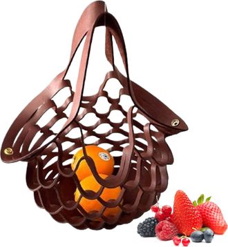 Generic Foldable Bag - Pu Leather Reusable Bag, Flat Packable Mesh Tote, Grocery Picnic Beach Hiking, Everyday Outdoor Commute Carry, Lightweight Portable Han