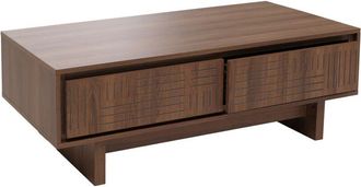 Hhg Mesa de centro HHG 907, mesa de sofá, mesa de salón, mesa auxiliar, 2 cajones, 2 compartimentos, melamina, 40 x 120 x 60 cm, marrón