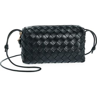 Bottega Veneta Loop Intrecciato Leather Camera Bag in Black/Gold at Nordstrom