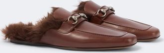 Gucci Horsebit shearling-lined leather mules