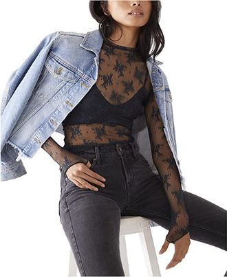 Free People Lady Lux Layering Top Womens Underwear Black : XS (Womens 0-2), Sheer/Nylon/Mesh